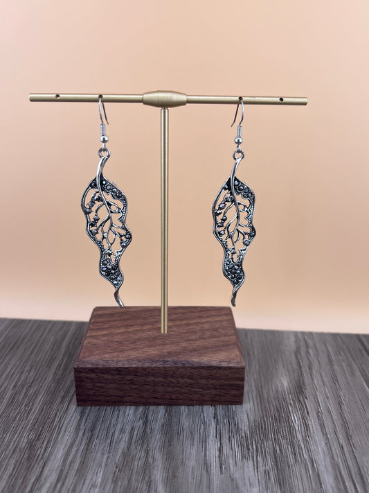 Very Beautiful Hematite Leaf Earrings