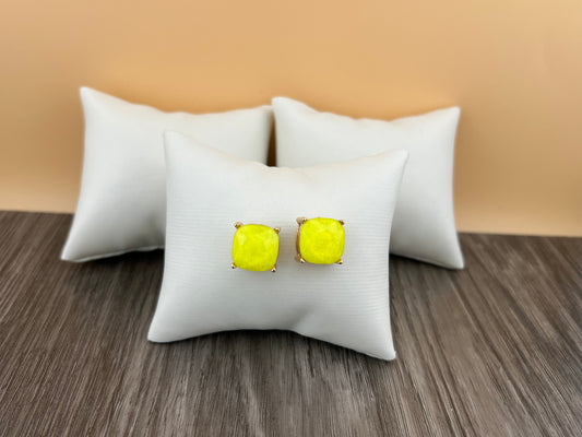 Cute Lemon Yellow Sparklly Post Earrings