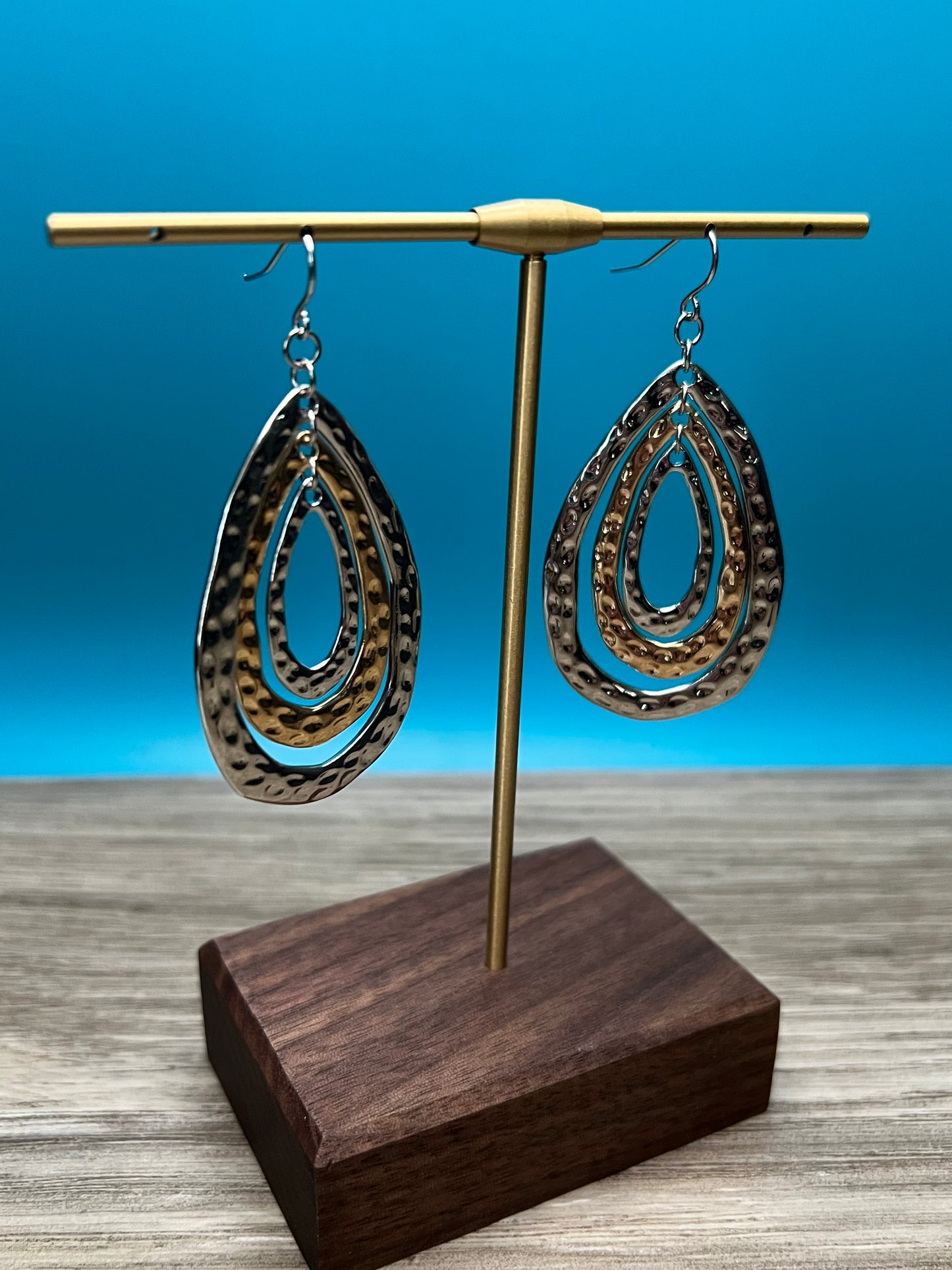 Very Beautiful Silver And Gold Earrings