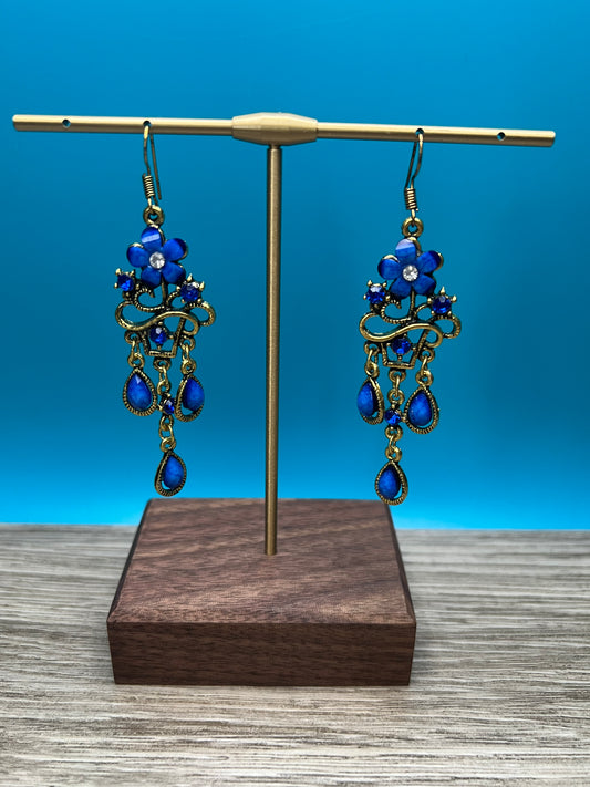 Very Beautiful Blue Flower Earrings