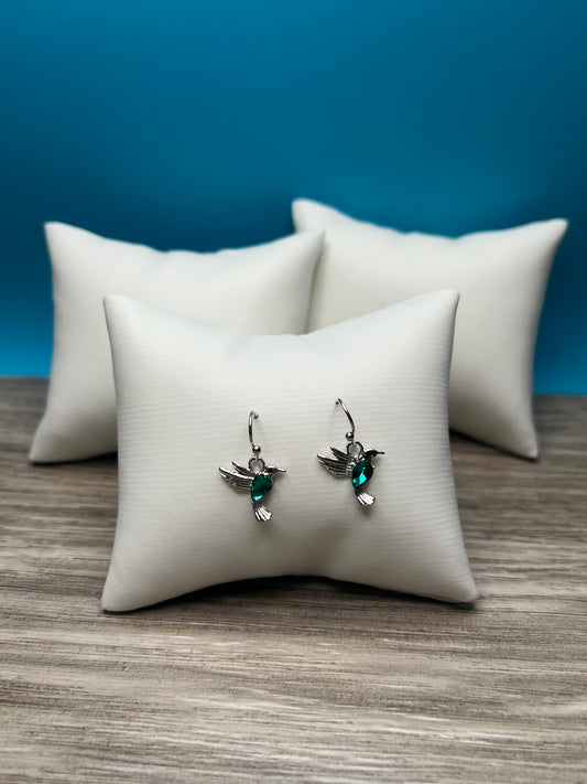 Cute Green Humming Bird Earrings