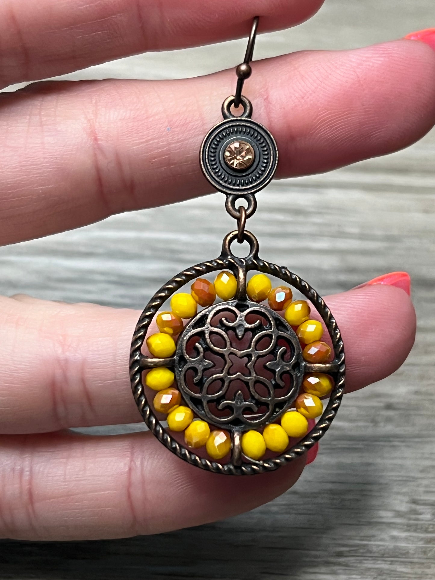 Cute Yellow And Brown Sunflower Earrings