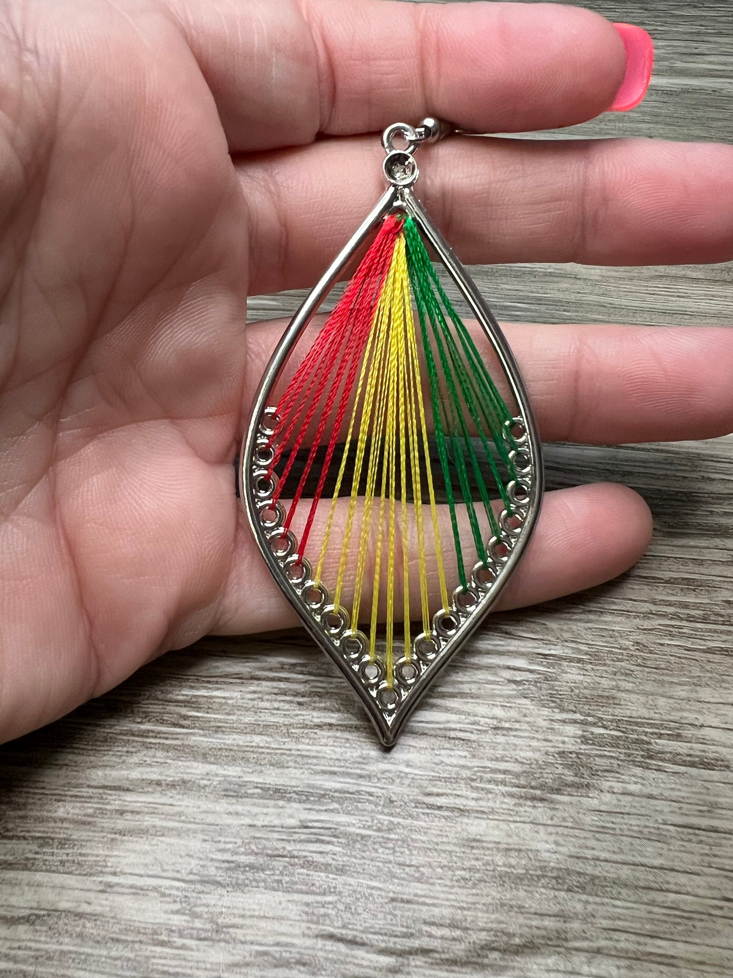 Red,Yellow And Green String Earrings