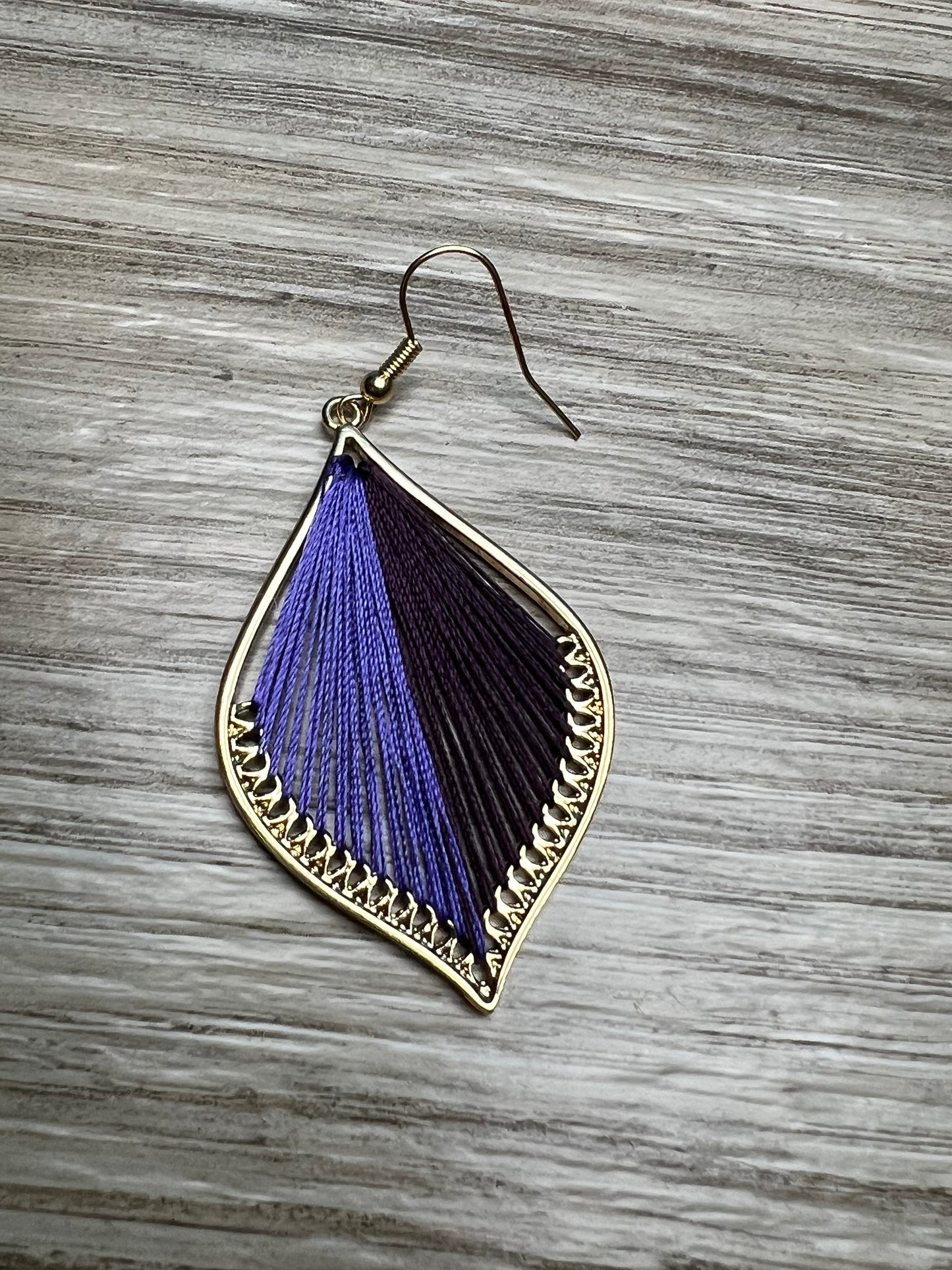 Beautiful Dark And Light Purple String Earrings