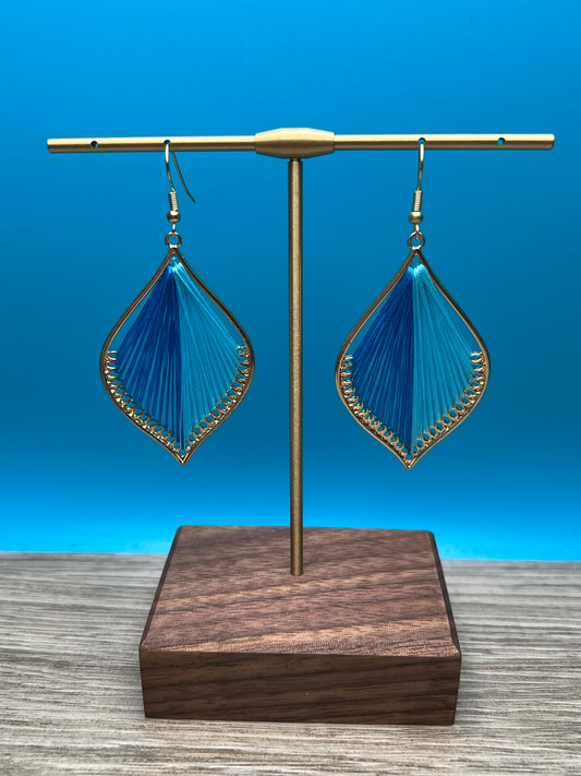 Beautiful Light And Dark Blue String Earrings