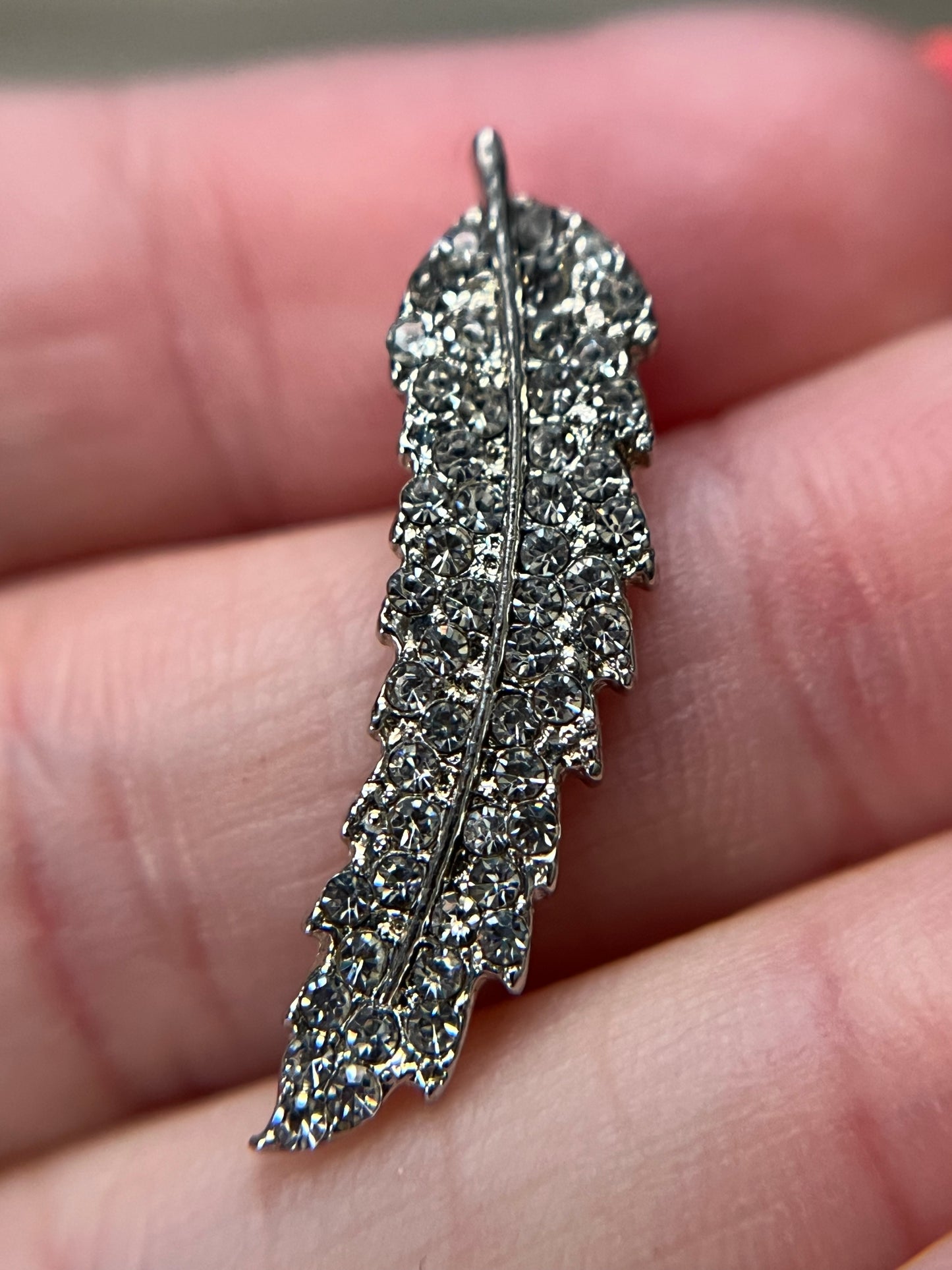 Cute Rhinestone Leaf/Feather Post Earrings