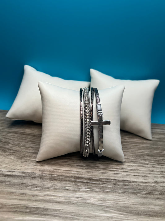 Cute Gray Cross Magnetic Bracelet