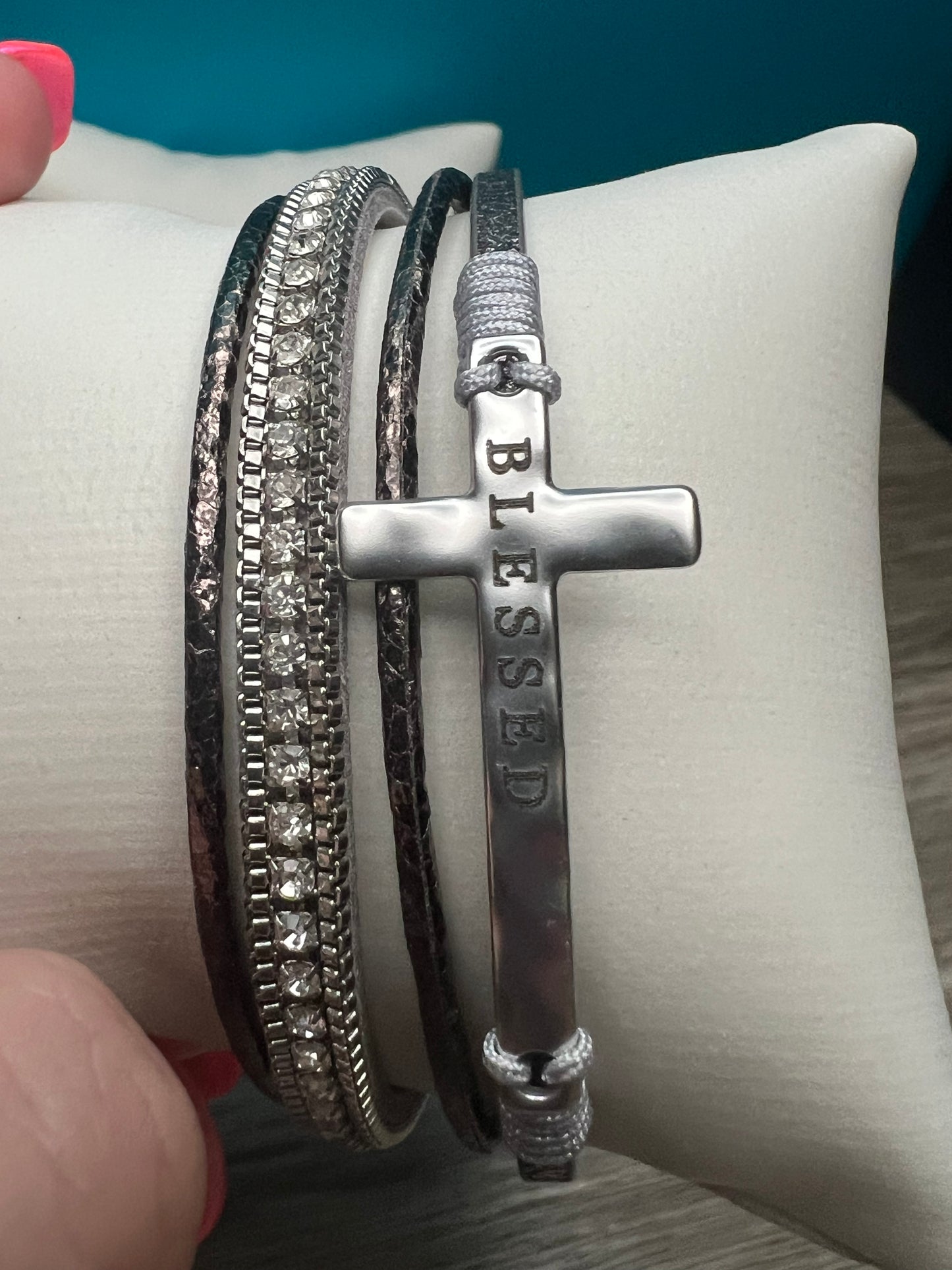 Cute Gray Cross Magnetic Bracelet