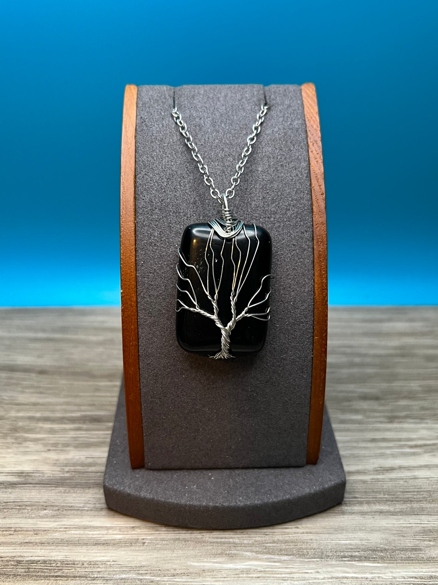 Cute Black Stone Tree Of Life Necklace