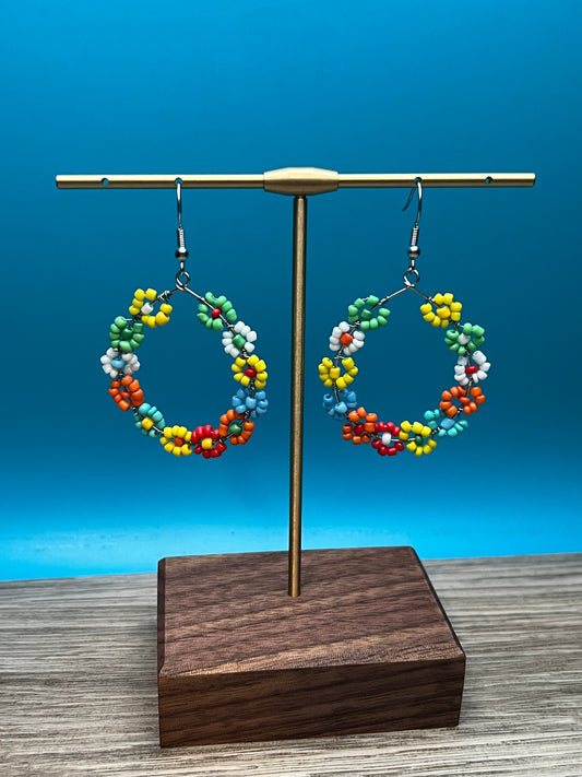 Cute Multi color Bead Flower Earrings