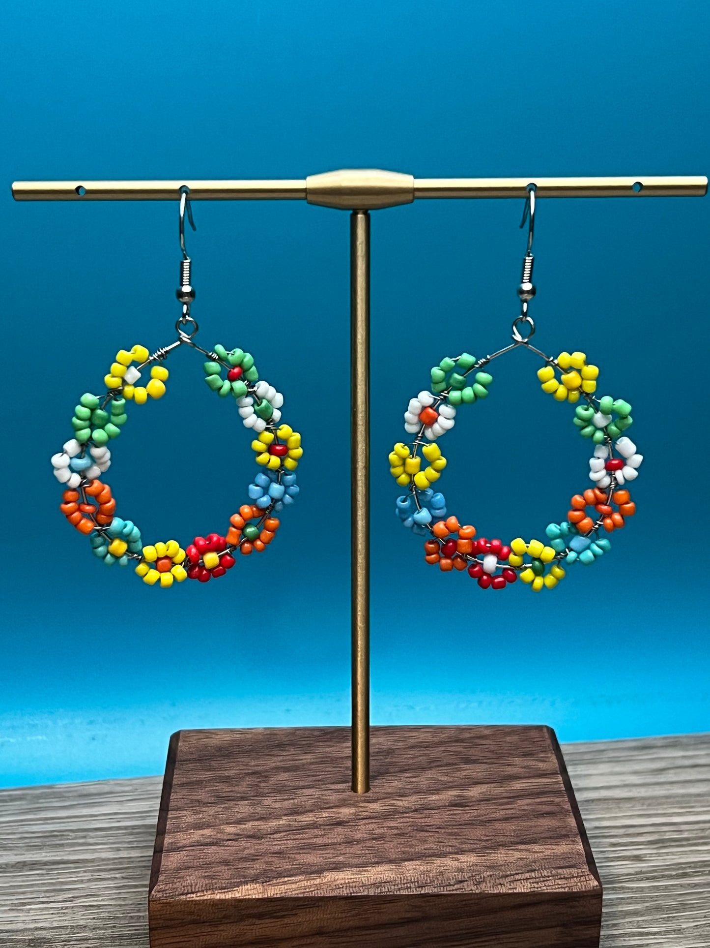 Cute Multi color Bead Flower Earrings