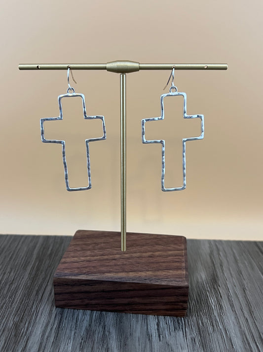 Cute Silver Cross Earrings