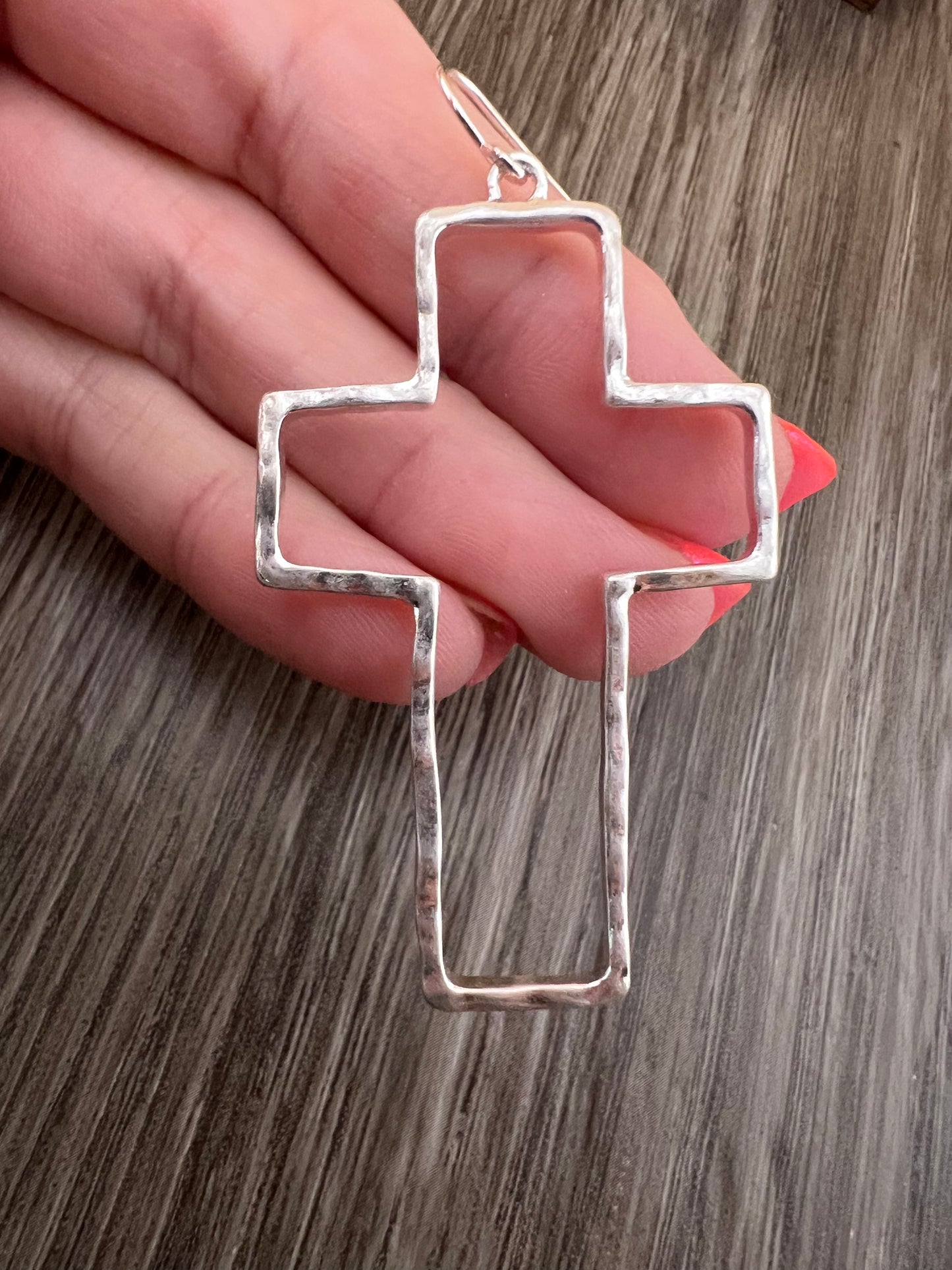 Cute Silver Cross Earrings